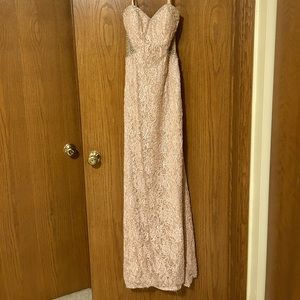 Light pink spaghetti strap beaded prom dress, size 4